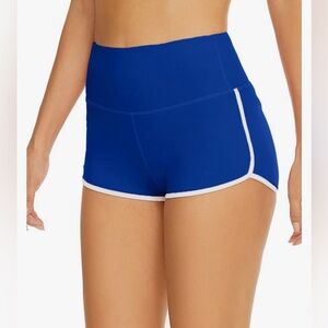 Aurgelmir Women's Workout Shorts, Scrunch Booty-Middle/High Waist, Blue/White, M